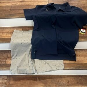 Men’s Nike Dri-Fit shirt and Dri-Fit shorts.